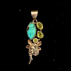 Sterling Silver Angel /Fairy Charm with Turquoise and Peridot!!!